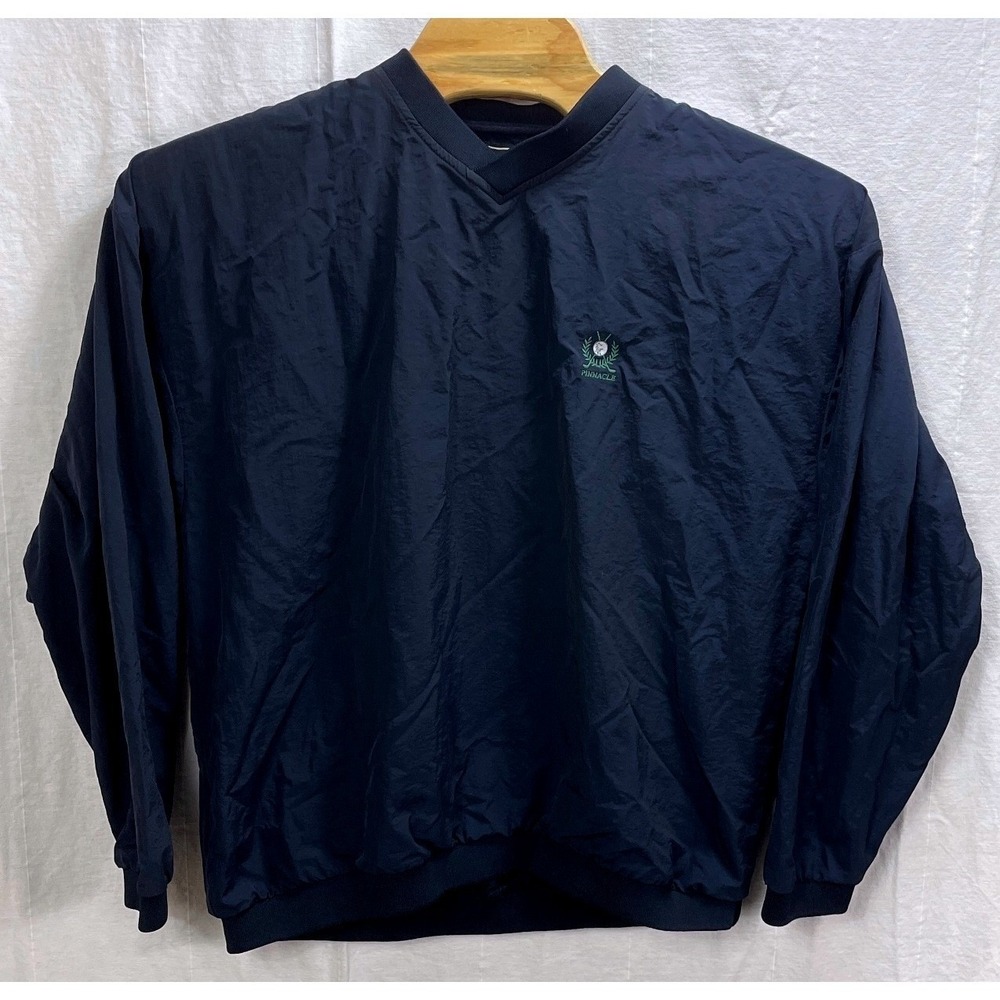 Pinnacle Golf Windshirt Mens Large Navy Blue V-Neck Nylon Pullover Windbreaker